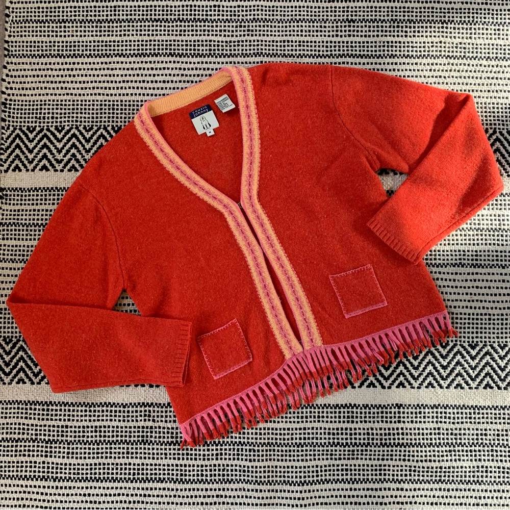 cousin johnny (Anthropologie) 100% Lambswool Fringe Cardigan size M